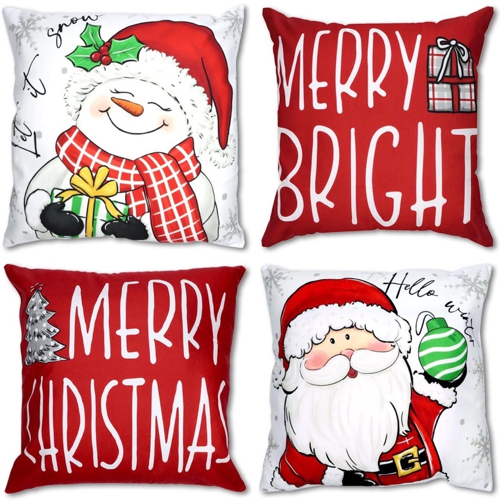 Christmas Pillow Covers 18x18 Inch Set of 4
